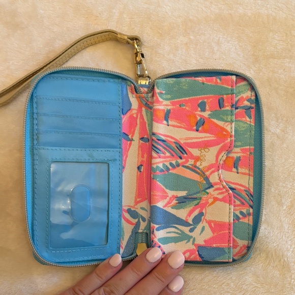 Lilly Pulitzer Pink and Blue Patterned Wristlet - Picture 3 of 3
